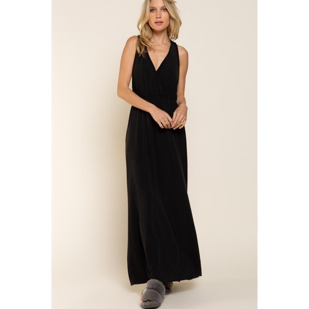 POL Black Casual Chic V Neck Elastic Waist Maxi Dress - Picture 7 of 7